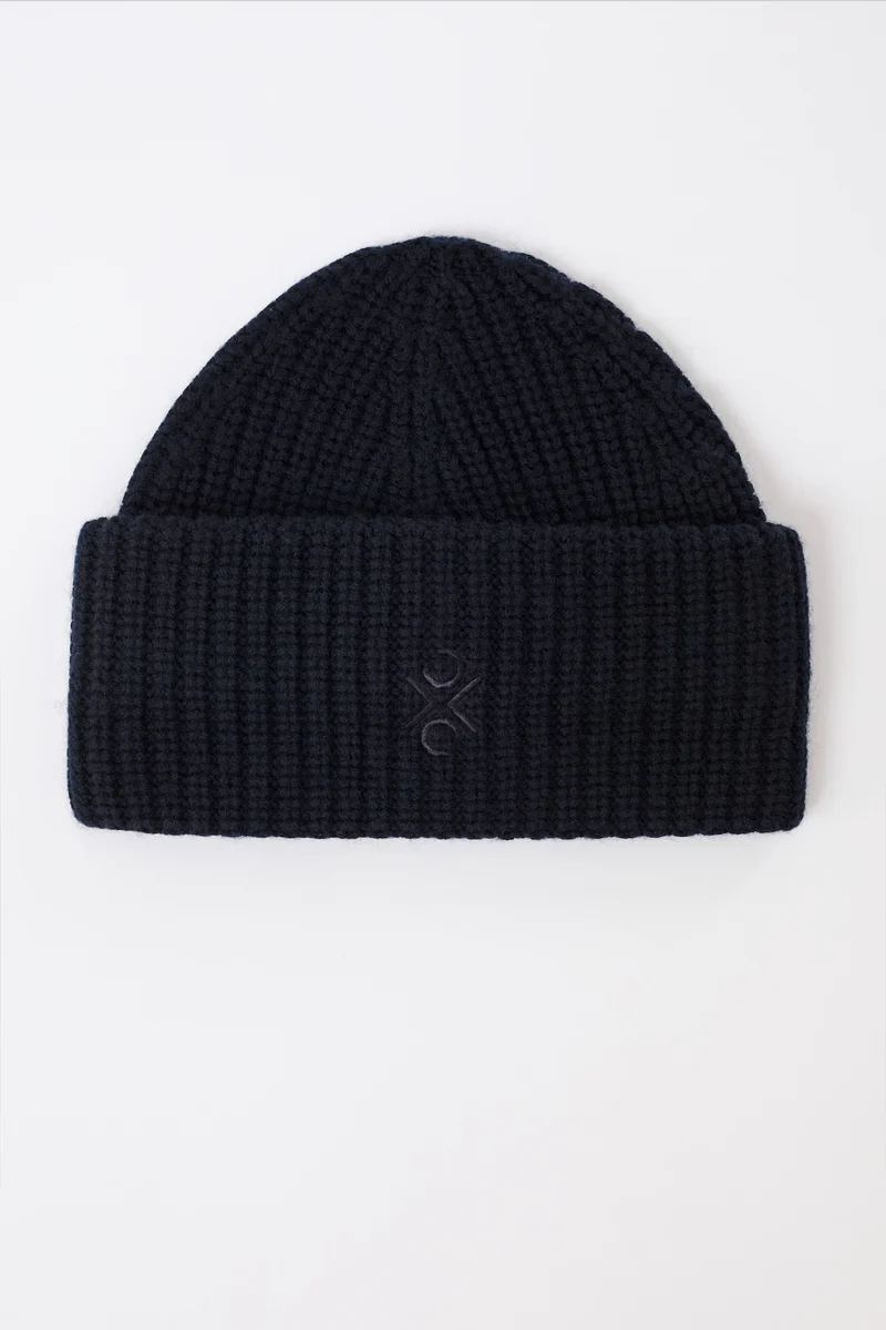 Grobstrick Mütze aus Bio Wolle (Navy)