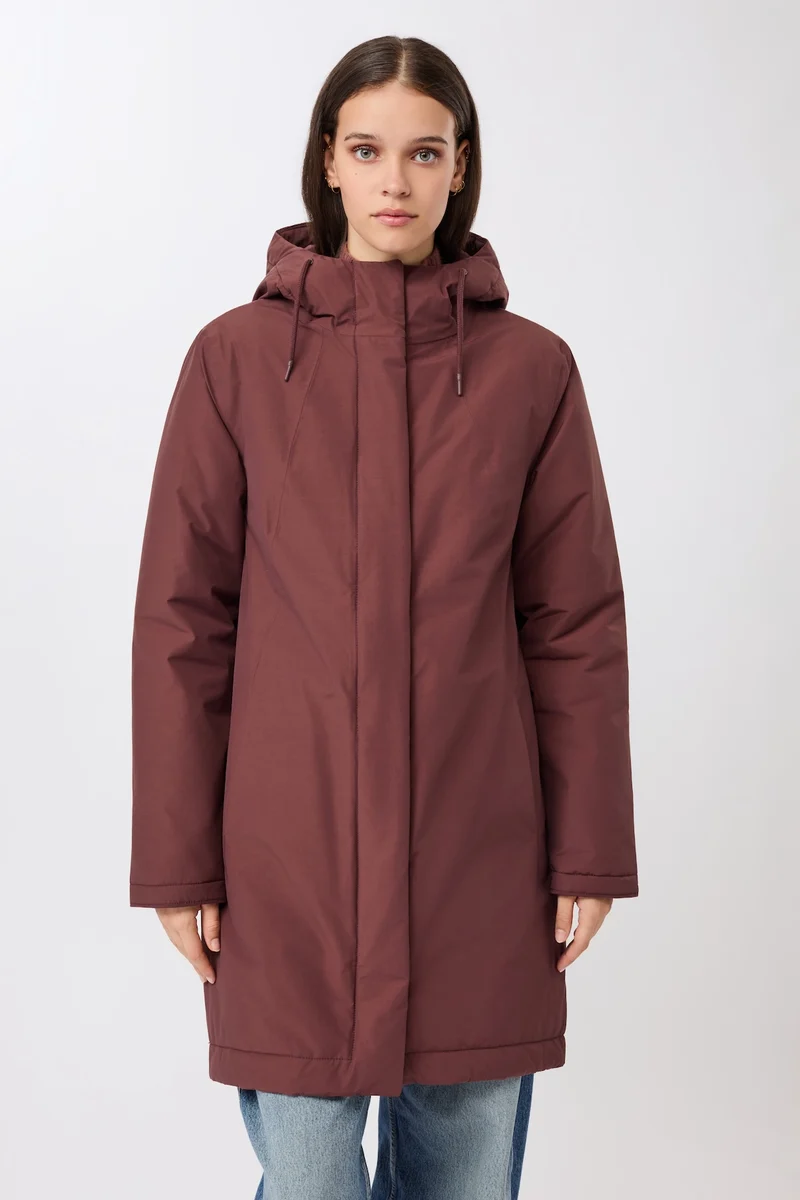Wattierter Parka leicht tailliert (Burgundy)