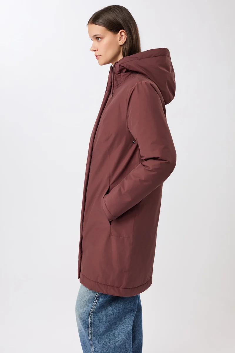 Wattierter Parka leicht tailliert (Burgundy)