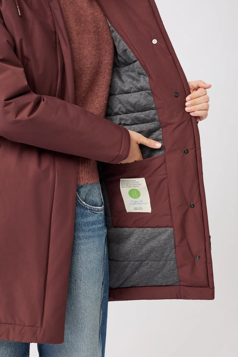 Wattierter Parka leicht tailliert (Burgundy)