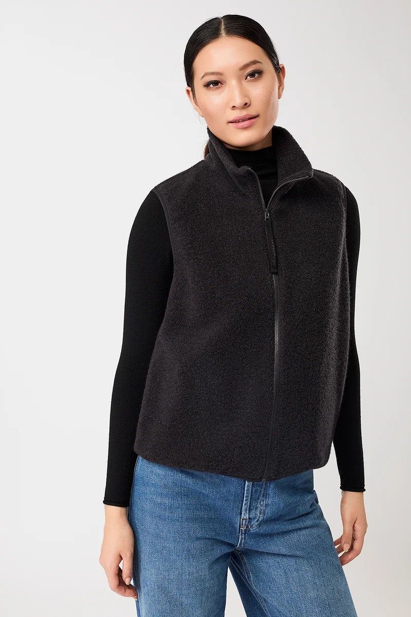 Weste mit Stehkragen aus Woll- Fleece (Storm)