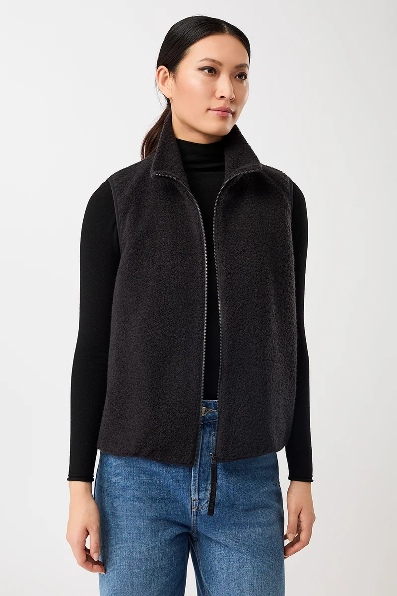 Weste mit Stehkragen aus Woll- Fleece (Storm)