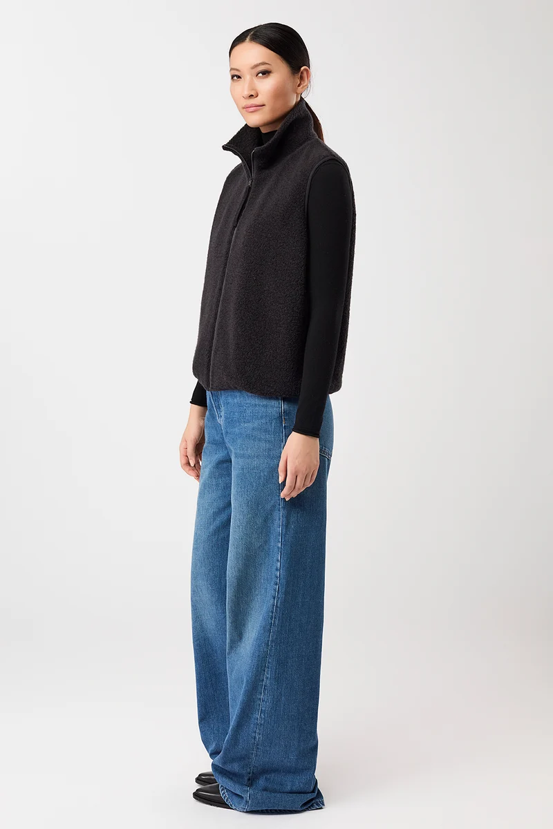 Weste mit Stehkragen aus Woll- Fleece (Storm)