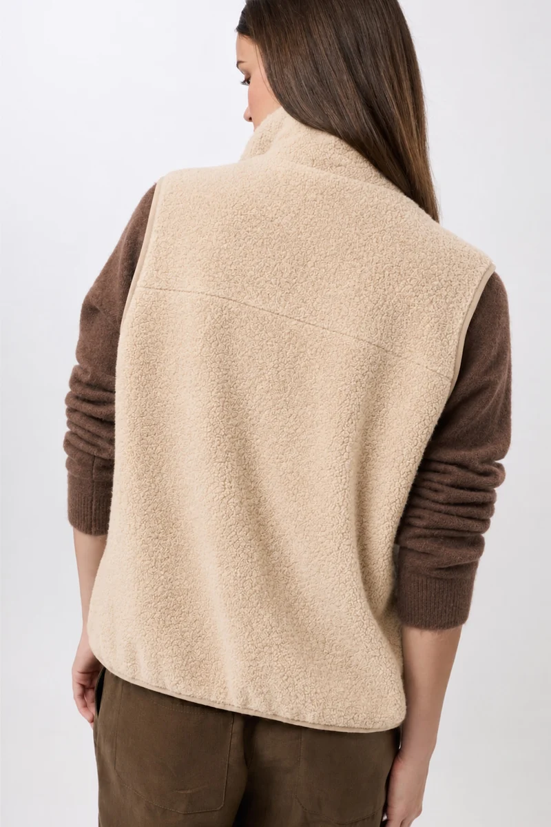 Weste mit Stehkragen aus Woll-Fleece (Limestone)
