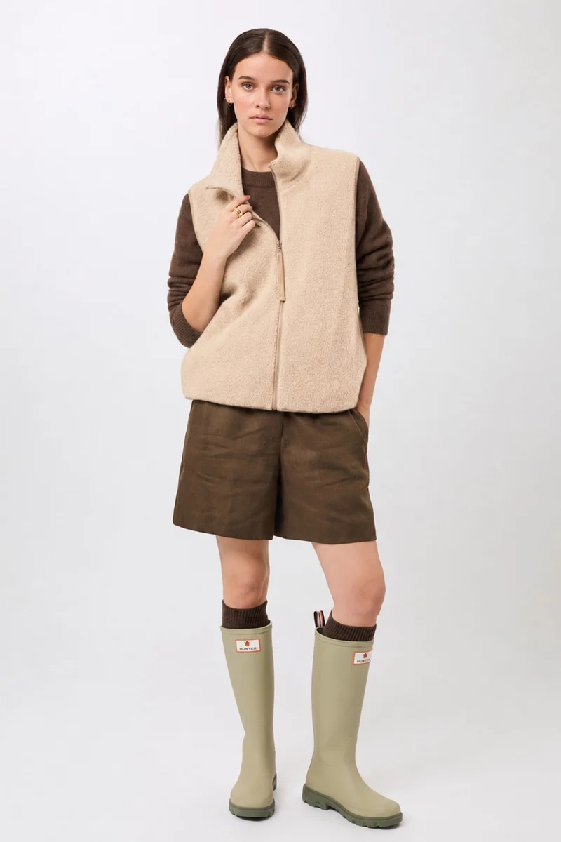 Weste mit Stehkragen aus Woll-Fleece (Limestone)