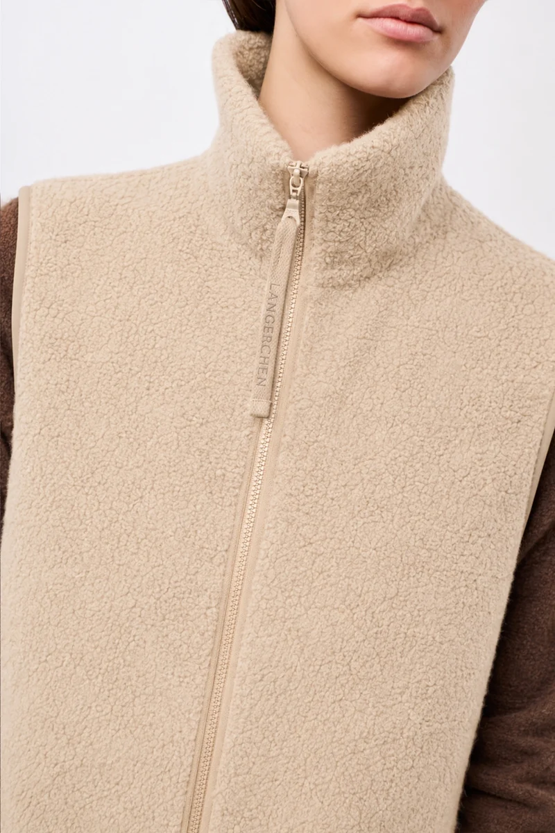 Weste mit Stehkragen aus Woll-Fleece (Limestone)