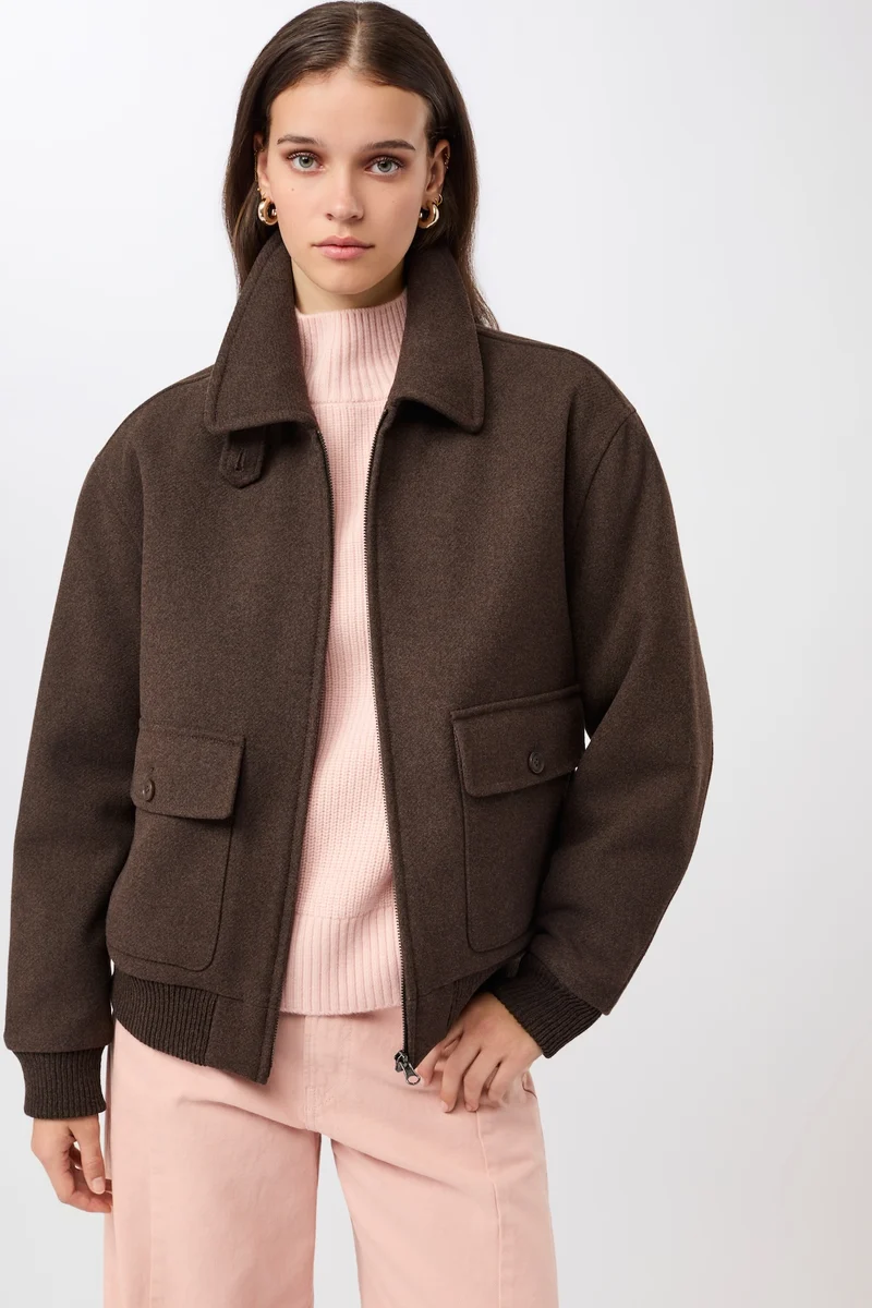 Blouson Style aus recycelter Wolle (Coffee)