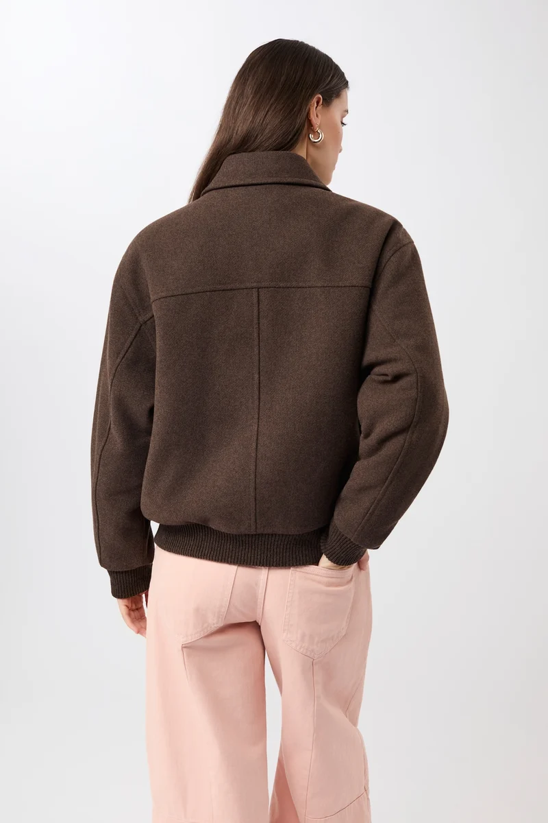Blouson Style aus recycelter Wolle (Coffee)