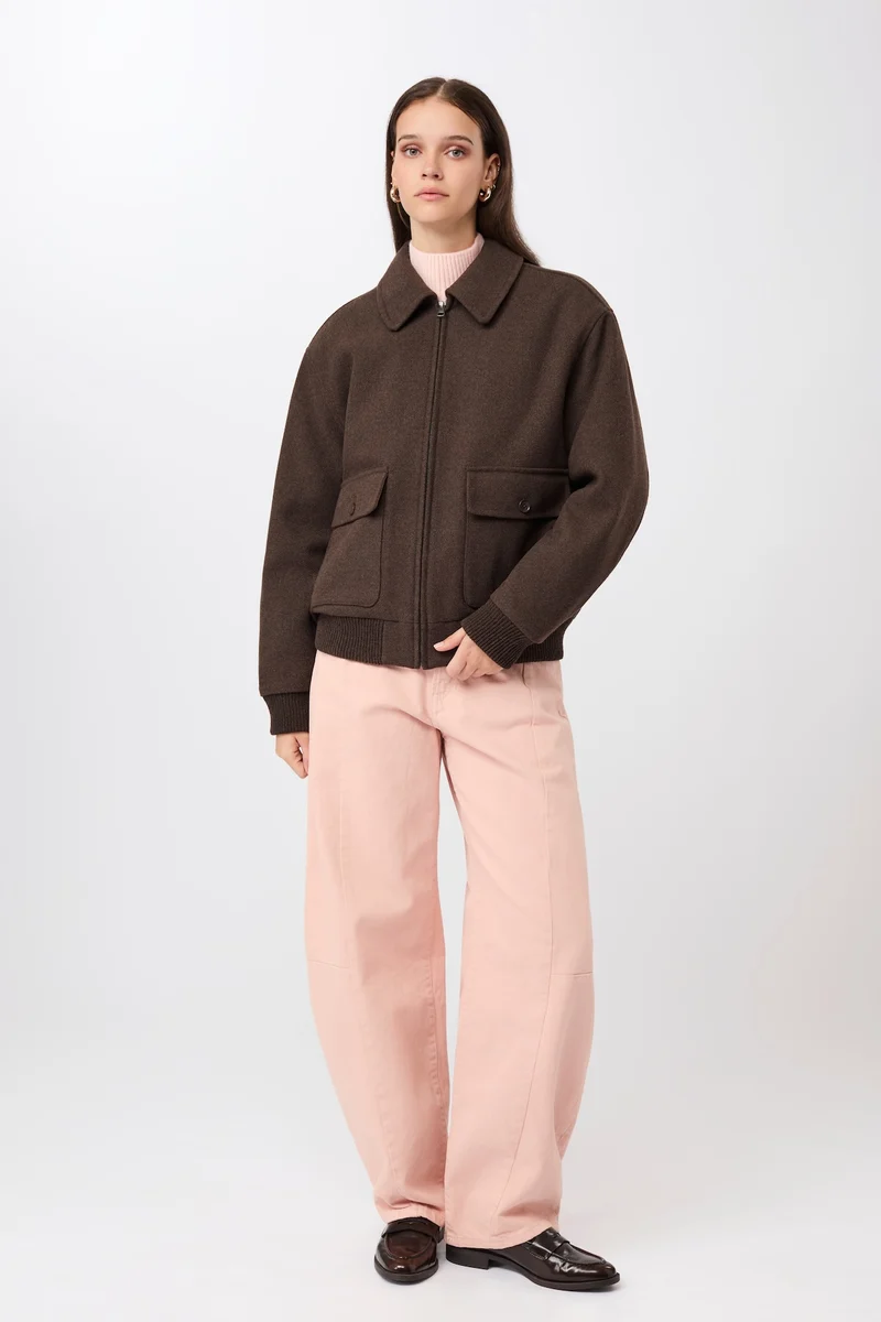 Blouson Style aus recycelter Wolle (Coffee)