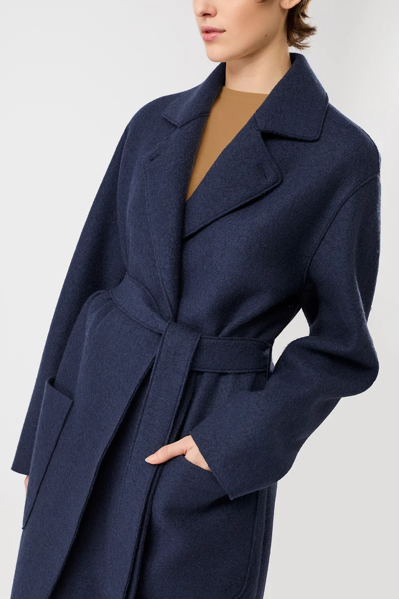 Kurzer Mantel zum Binden (Steel Blue)