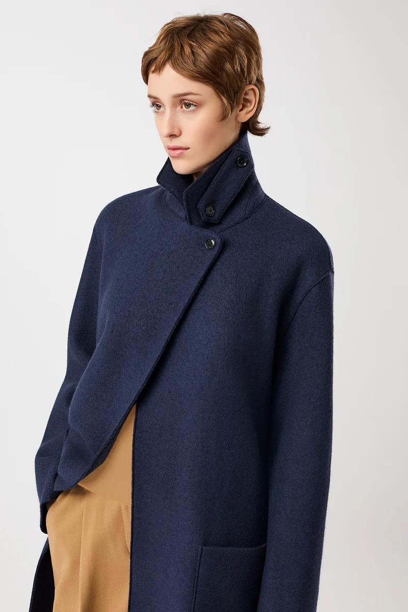 Kurzer Mantel zum Binden (Steel Blue)