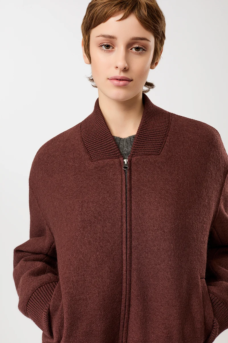 90er Bomber Style mit Rippe (Burgundy)