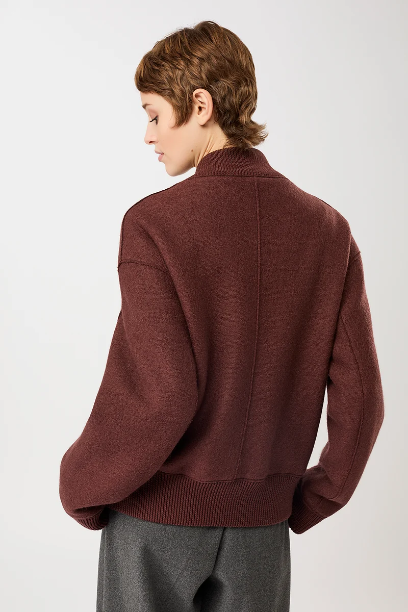 90er Bomber Style mit Rippe (Burgundy)