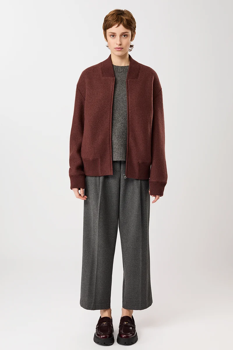 90er Bomber Style mit Rippe (Burgundy)