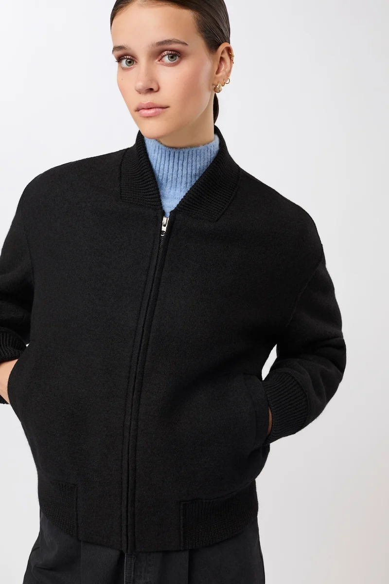90er Bomber Style mit Rippe (Black)