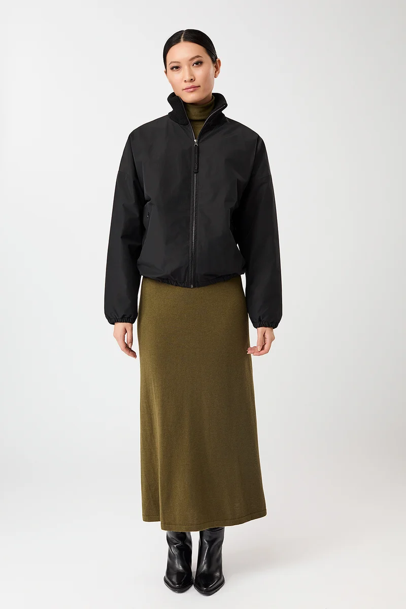 Wattierter Blouson mit Rippenkragen (Black)