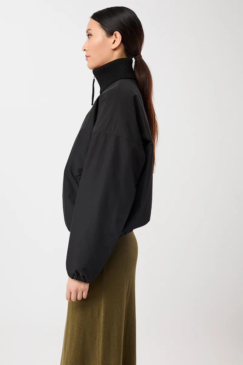 Wattierter Blouson mit Rippenkragen (Black)