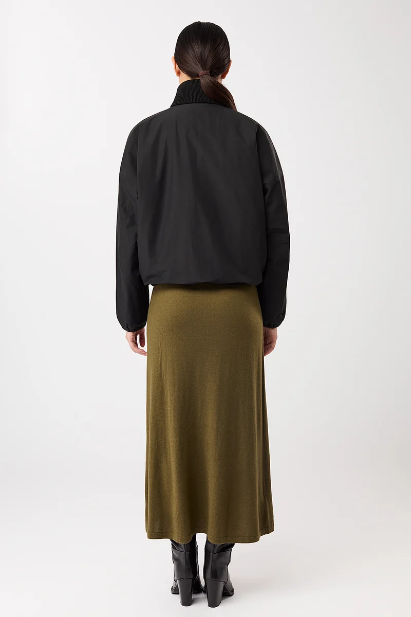 Wattierter Blouson mit Rippenkragen (Black)
