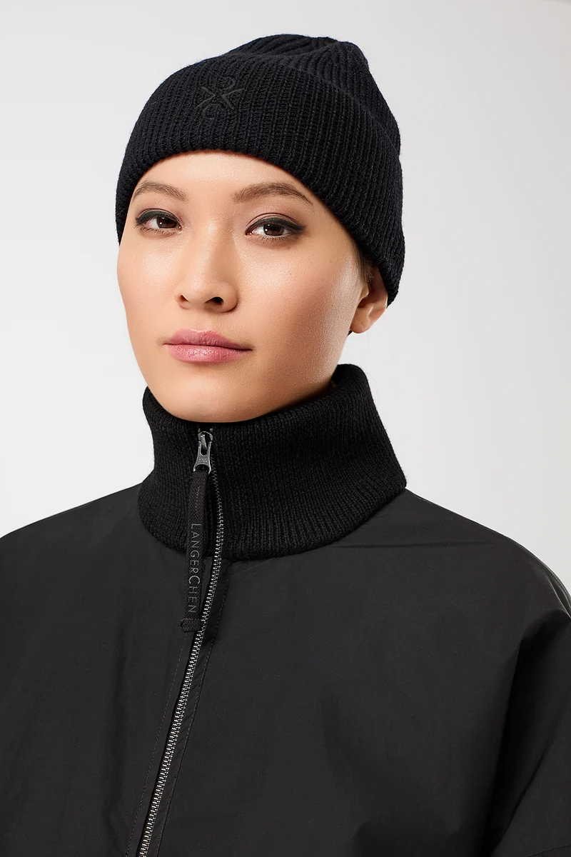 Wattierter Blouson mit Rippenkragen (Black)