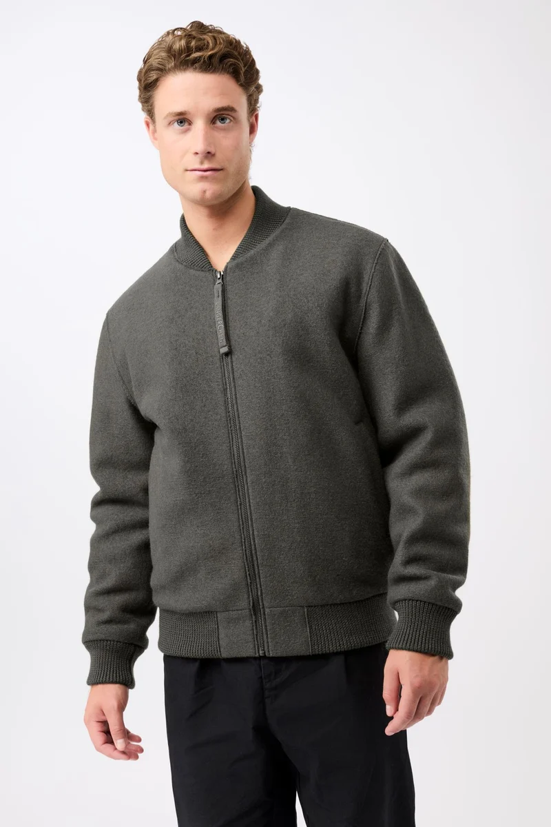 Bomber Jacke aus Bio Wolle (Platinum)