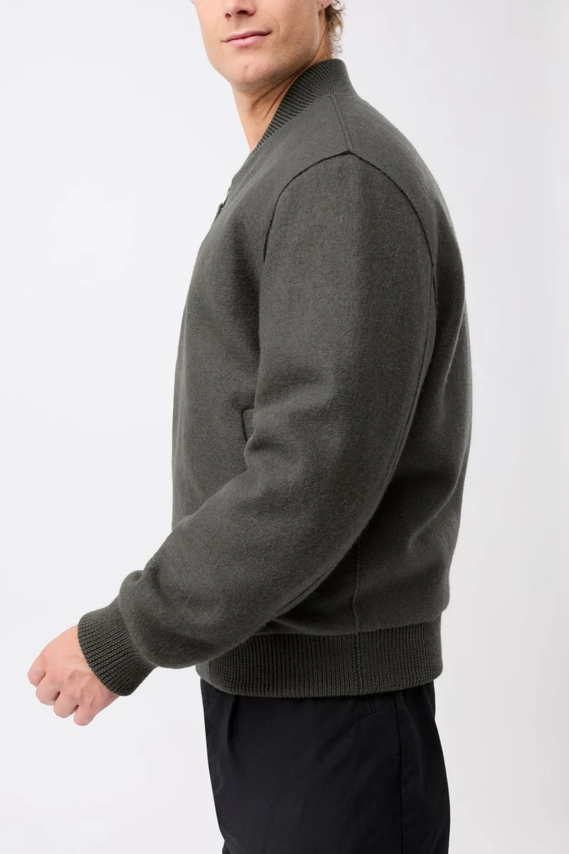 Bomber Jacke aus Bio Wolle (Platinum)