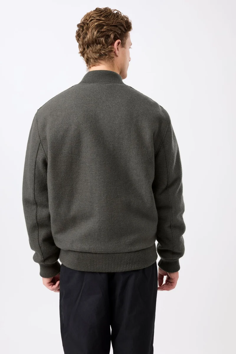 Bomber Jacke aus Bio Wolle (Platinum)