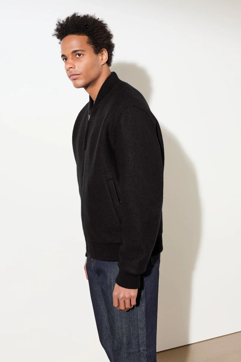 Bomber Jacke aus Bio Wolle (Black)