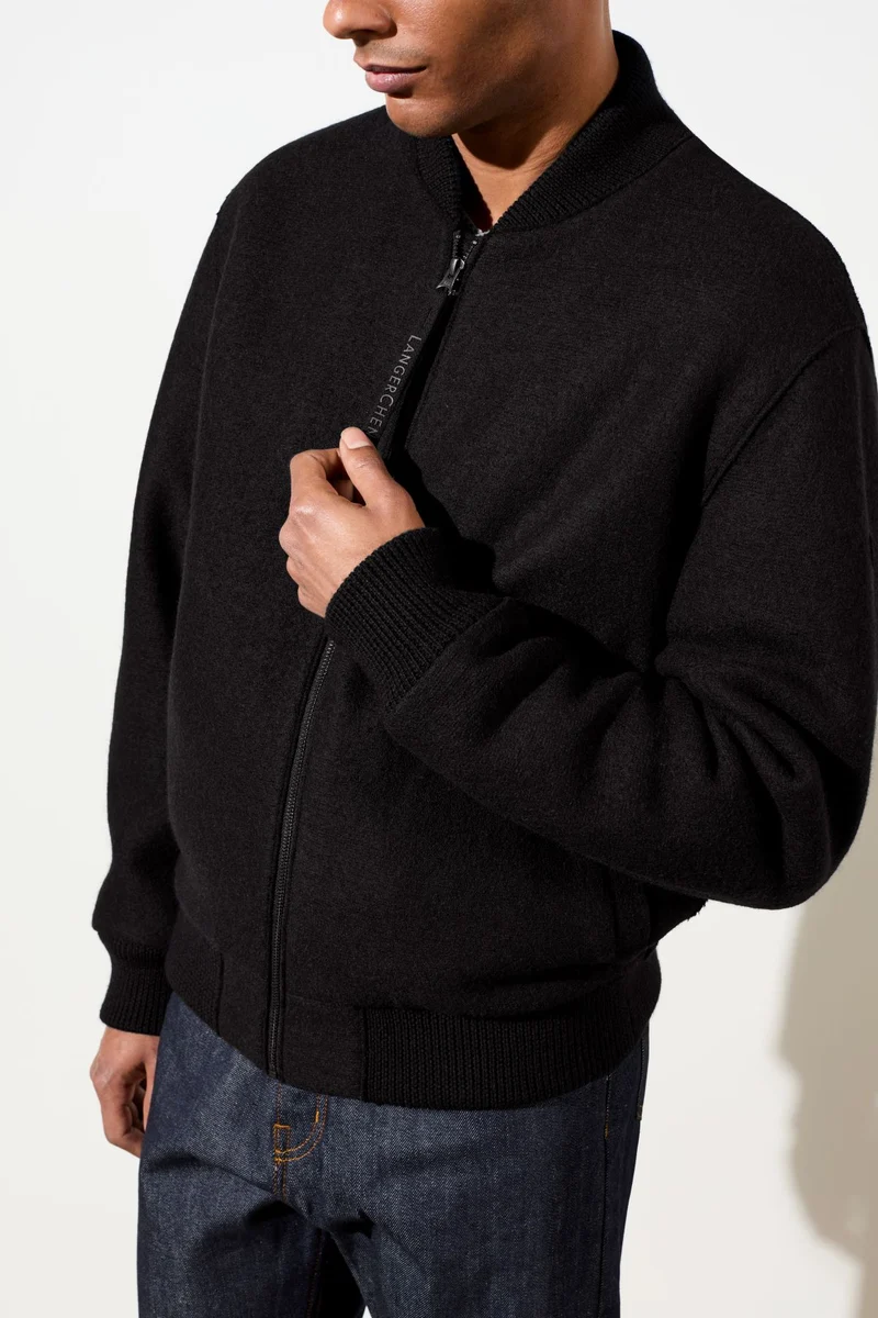 Bomber Jacke aus Bio Wolle (Black)