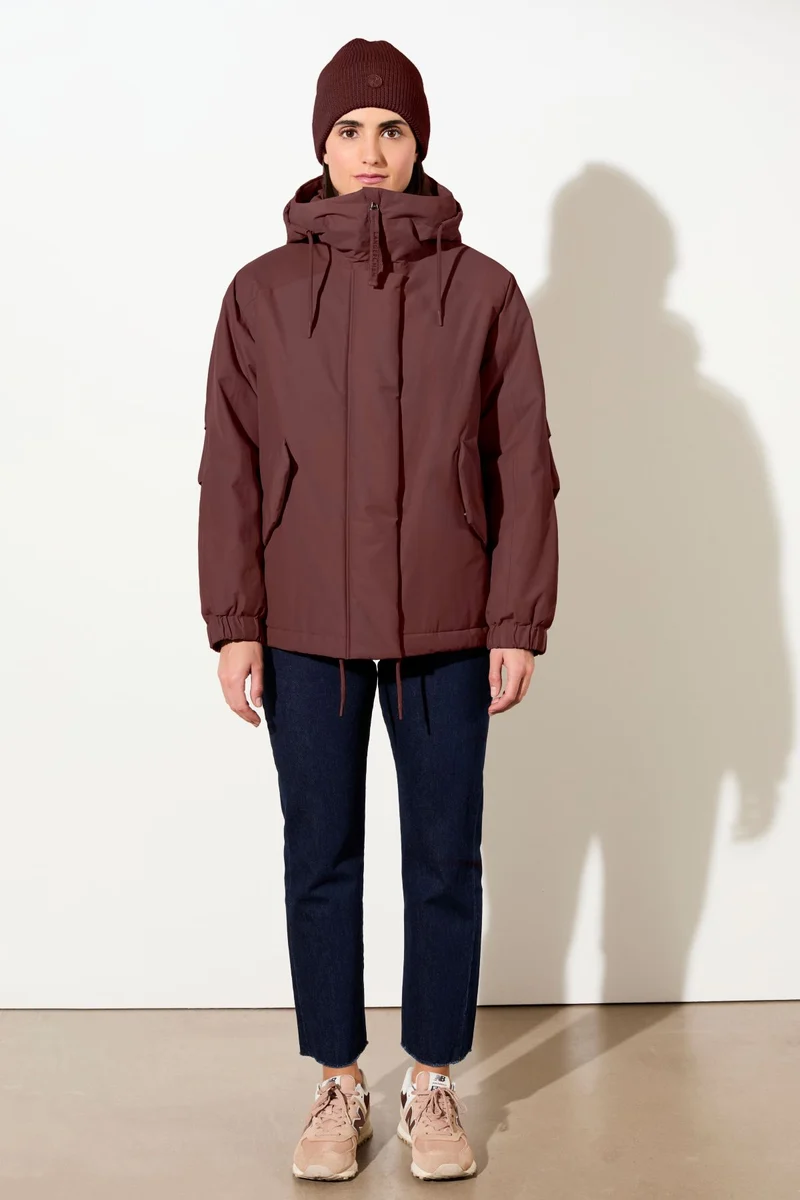 Wattierter Kurzparka in lockerem Volumen (Burgundy)