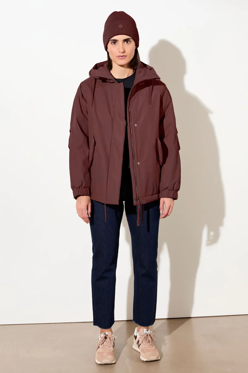 Wattierter Kurzparka in lockerem Volumen (Burgundy)