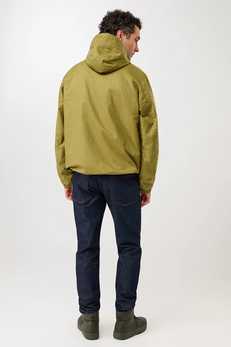 Kurze Jacke aus beschichtetem Leinen (Green Olive)
