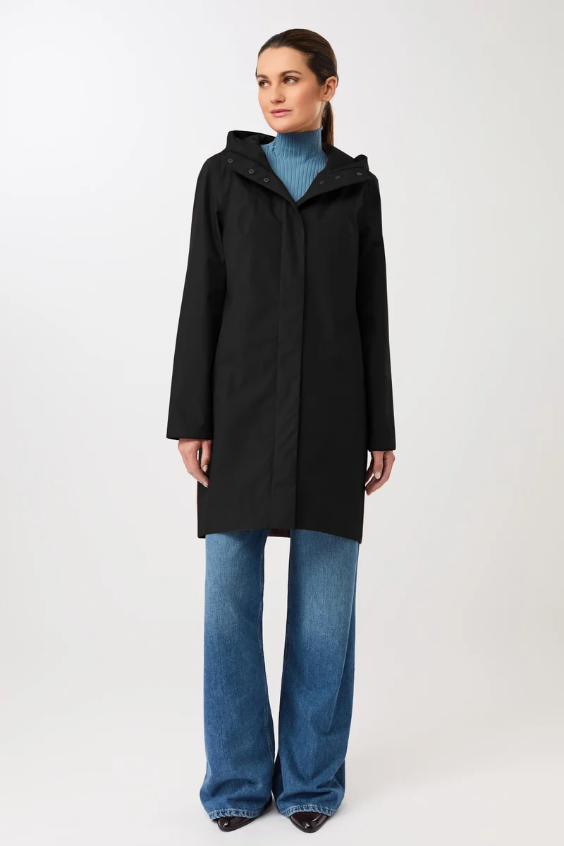 Schmaler Regenparka mit verdecktem Reissverschluß (Black)