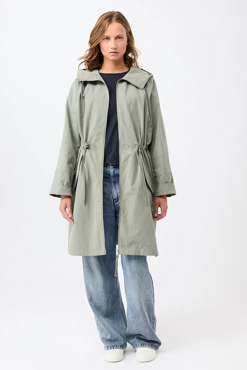 Langer Parka mit seitlichen Drucknöpfen und Ärmelaufschlag (Shadow)
