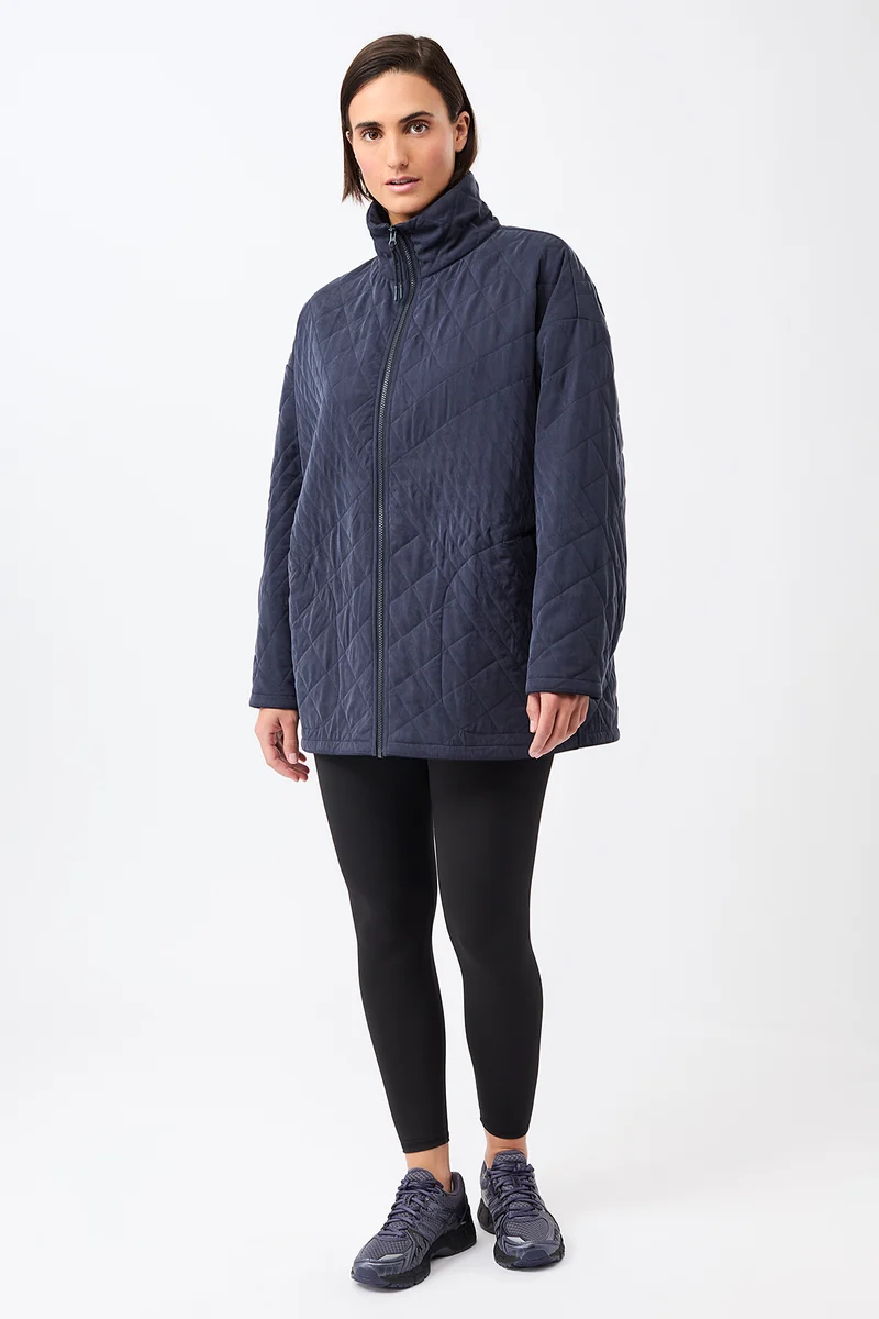 Gesteppte Jacke aus Tencel® mit Stehkragen (Navy)