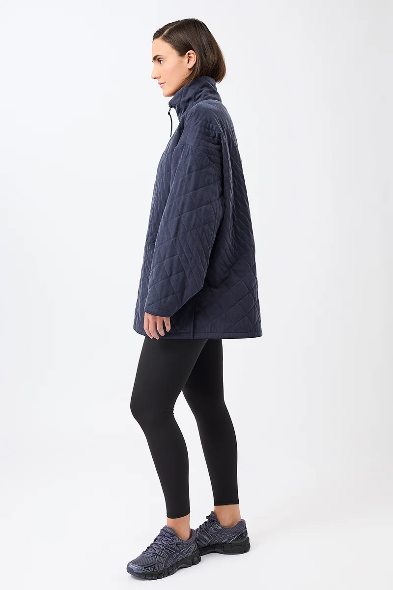 Gesteppte Jacke aus Tencel® mit Stehkragen (Navy)