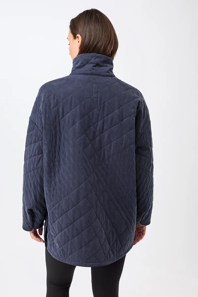 Gesteppte Jacke aus Tencel® mit Stehkragen (Navy)