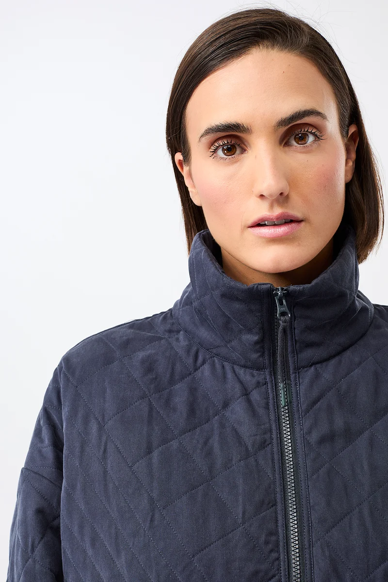 Gesteppte Jacke aus Tencel® mit Stehkragen (Navy)
