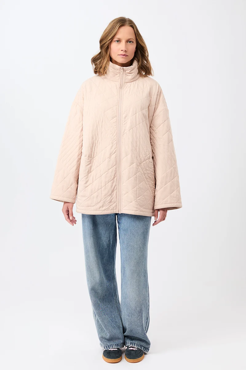 Gesteppte Jacke aus Tencel® mit Stehkragen (Blush)
