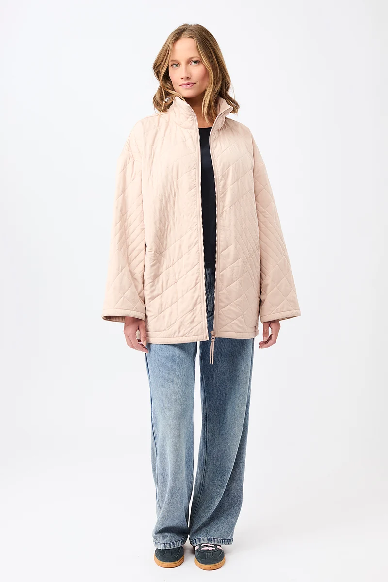 Gesteppte Jacke aus Tencel® mit Stehkragen (Blush)