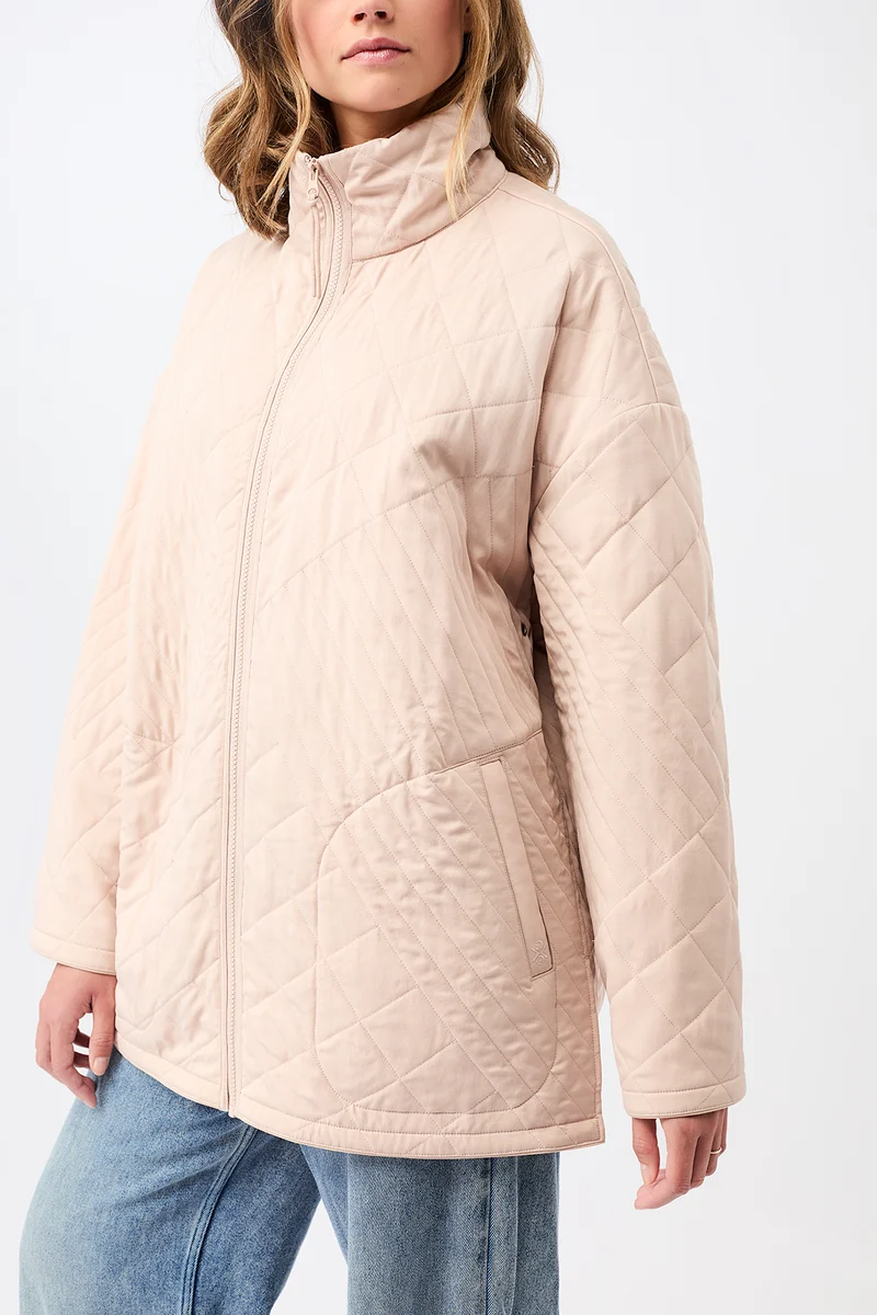 Gesteppte Jacke aus Tencel® mit Stehkragen (Blush)