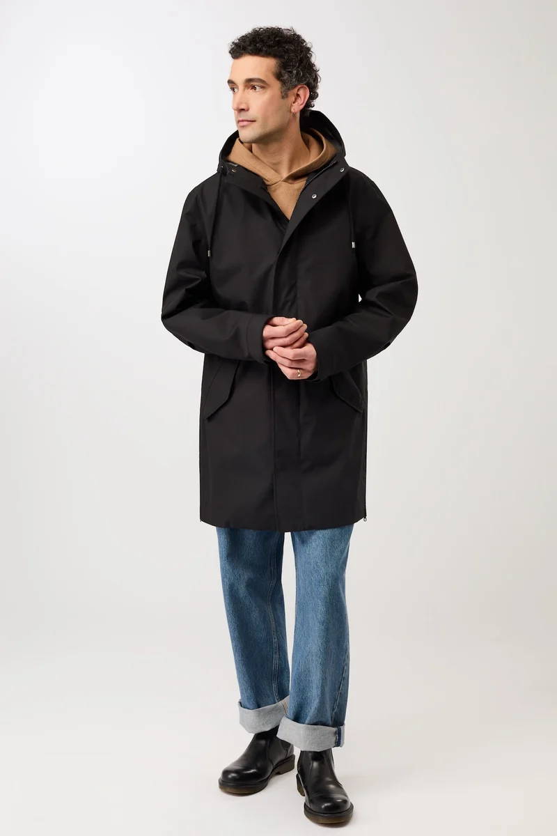 Regenparka mit seitlichen Reißverschlüssen am Saum (Black)