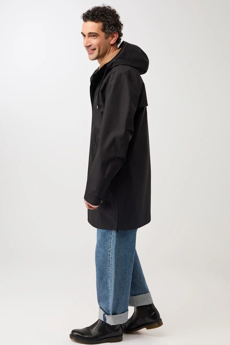 Regenparka mit seitlichen Reißverschlüssen am Saum (Black)