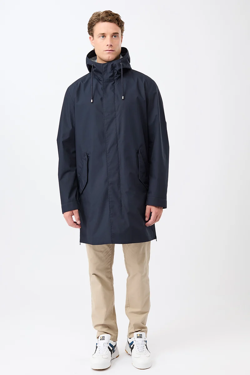 Regenparka mit seitlichen Reißverschlüssen am Saum (Navy)