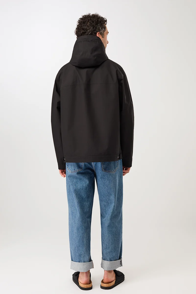 Kapuzenjacke mit verdeckter Knopfleiste (Black)