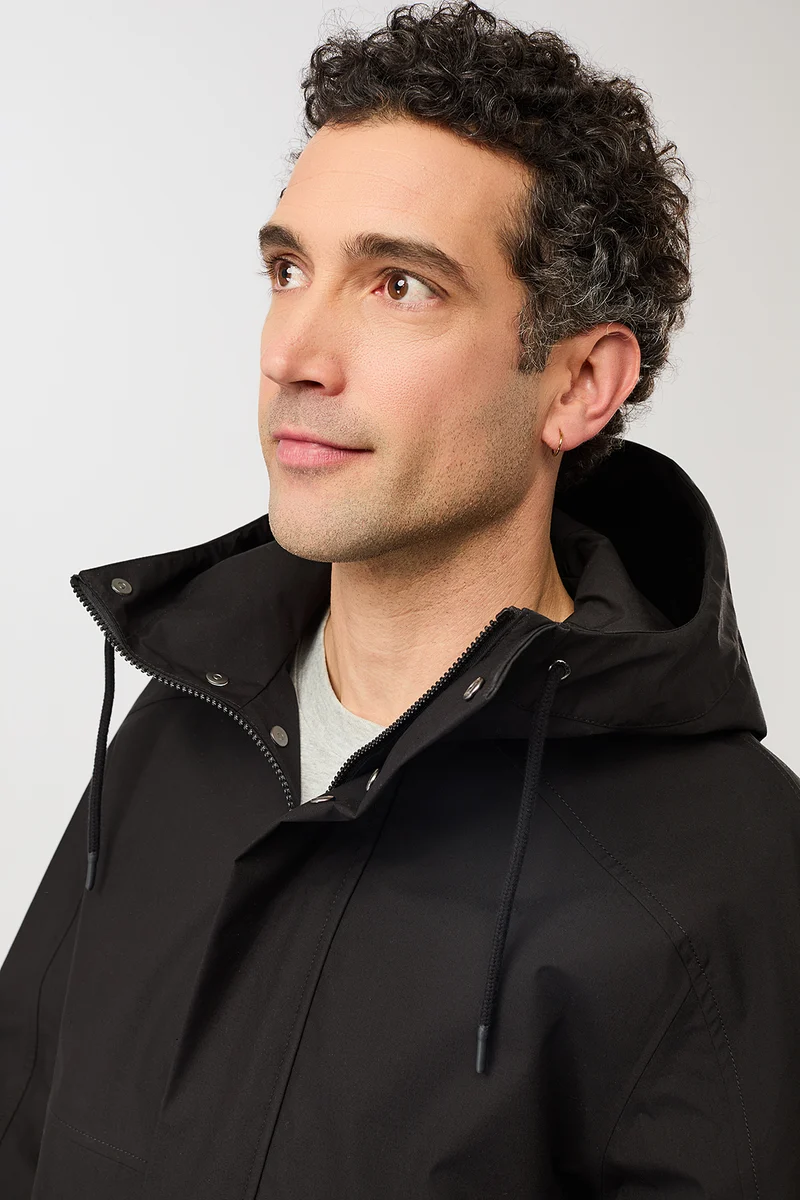 Kapuzenjacke mit verdeckter Knopfleiste (Black)