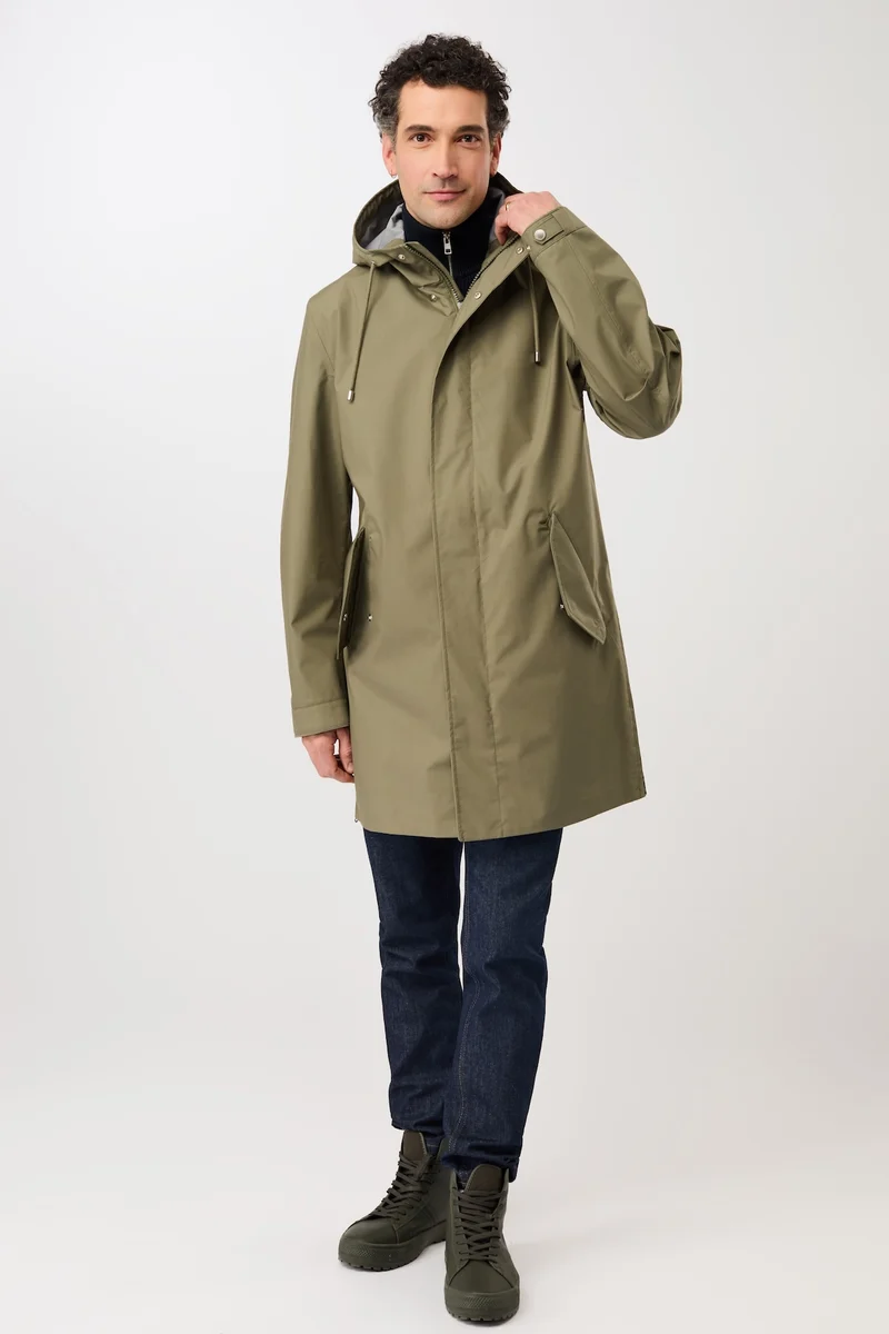 Regenparka mit seitlichen Reißverschlüssen am Saum (Stone Moss)