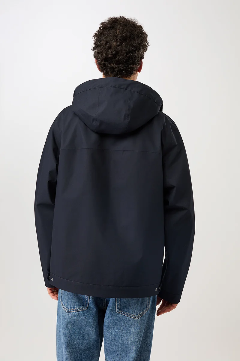 Kapuzenjacke mit verdeckter Knopfleiste (Navy)