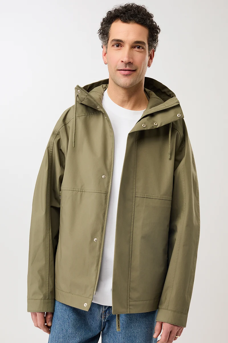 Kapuzenjacke mit verdeckter Knopfleiste (Stone Moss)