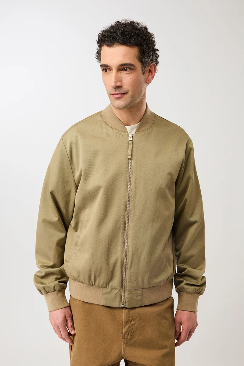 Bomberjacke mit Rippenbund aus Bio-Baumwolle (Breeze)