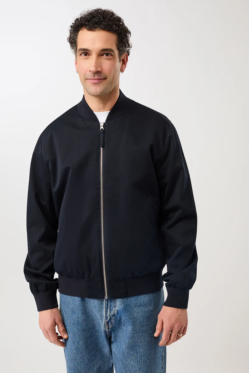 Bomberjacke mit Rippenbund aus Bio-Baumwolle (Navy)